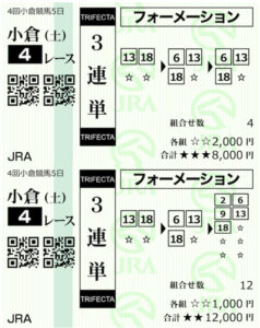 ファイナルホース8月28日有料情報2レース目購入馬券