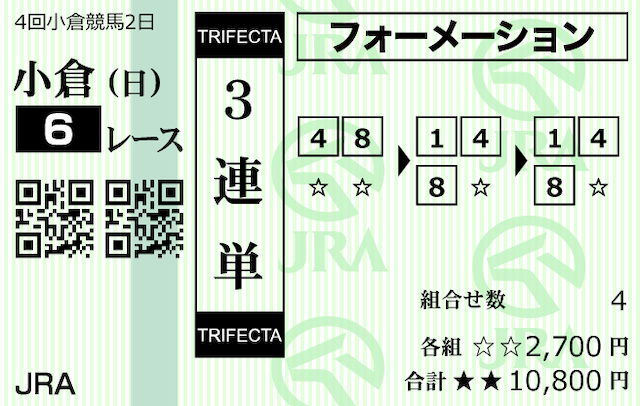 フヤセル　有料　馬券1