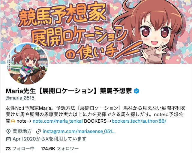 マリア先生 Xのフォロワー数