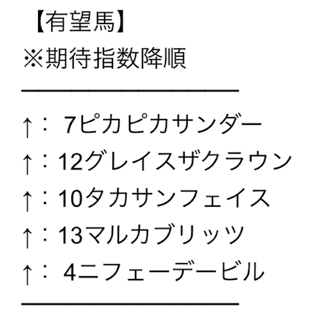 うまピカの無料予想買い目例