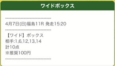 ポケうま2024年04月07日買い目サンプル画像