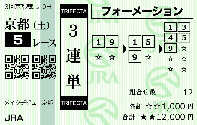 競馬タイムの2025年11月1日購入馬券1