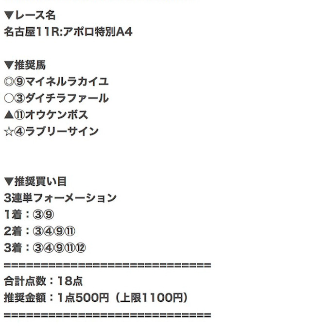 ウマドラ2025年11月26日有料予想買い目画像2